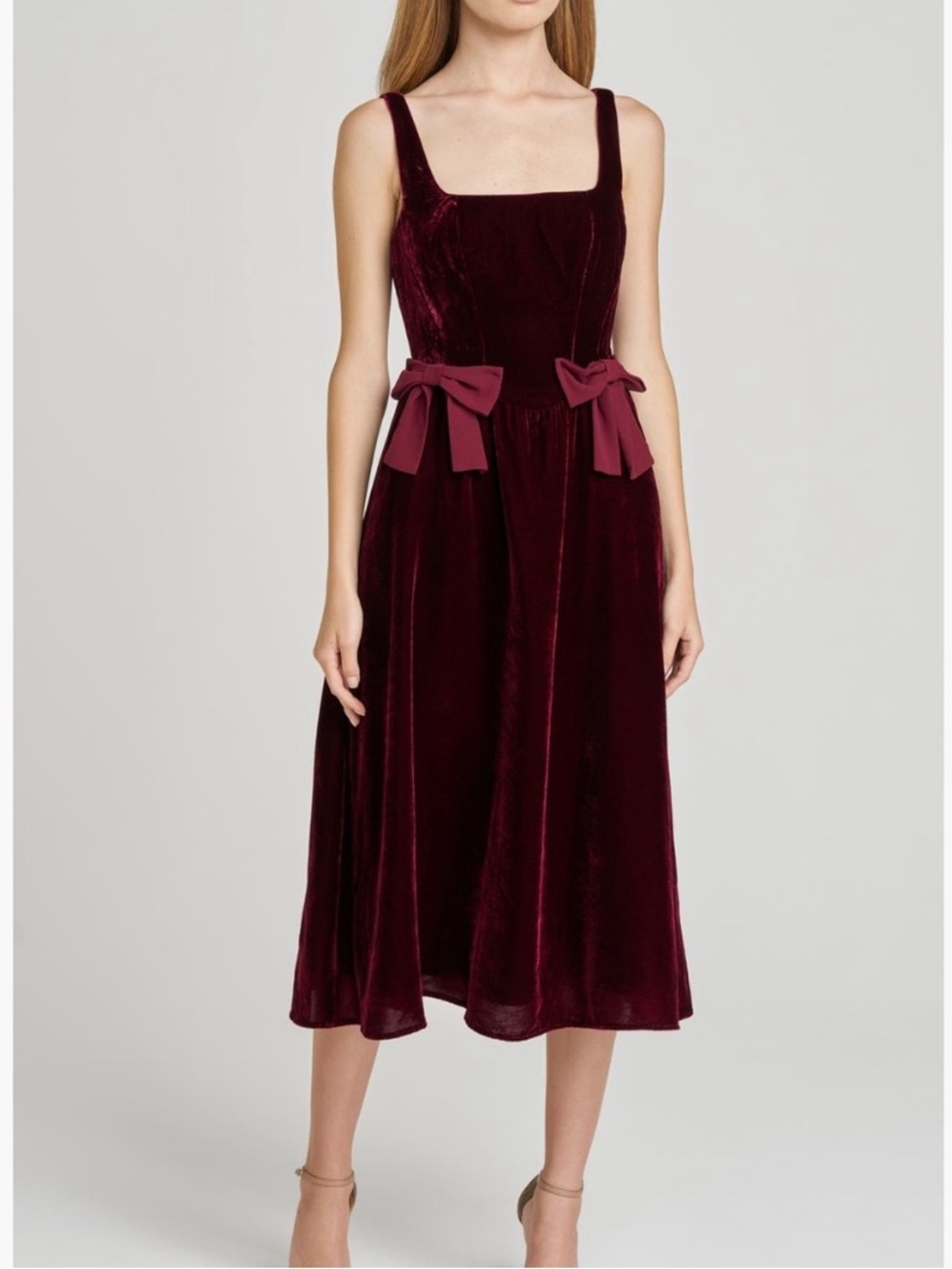 Wayf Burgundy Velvet Dress